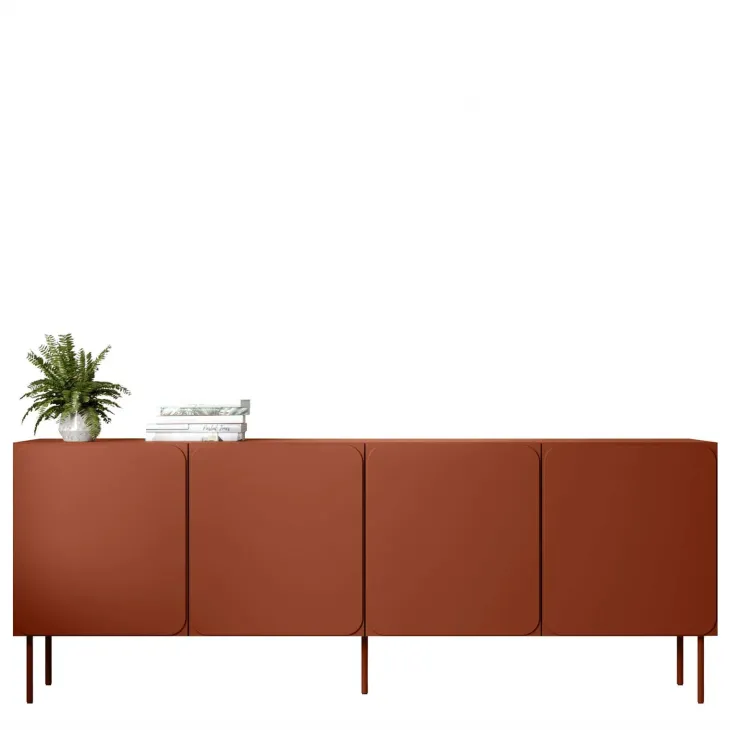 Madia 200x76h cm 4 ante moderna rosso mattone Maya