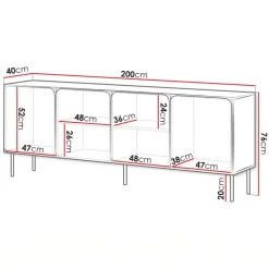 Madia 200x76h cm 4 ante moderna rosso mattone Maya