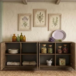 Madia 241x90h cm 4 ante moderna rovere scuro Alvarez