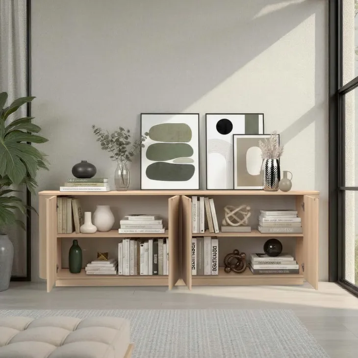 Madia 230x76h cm 4 ante moderna rovere Alba