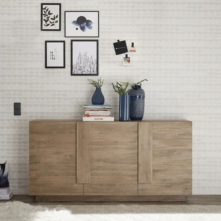 Madia 182x90h cm 3 ante moderna rovere scuro Alvarez