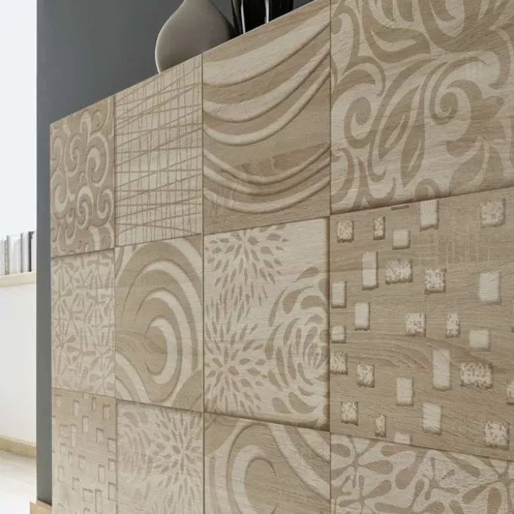 Madia 181x84h cm 3 ante moderna rovere samoa con serigrafia Paradise