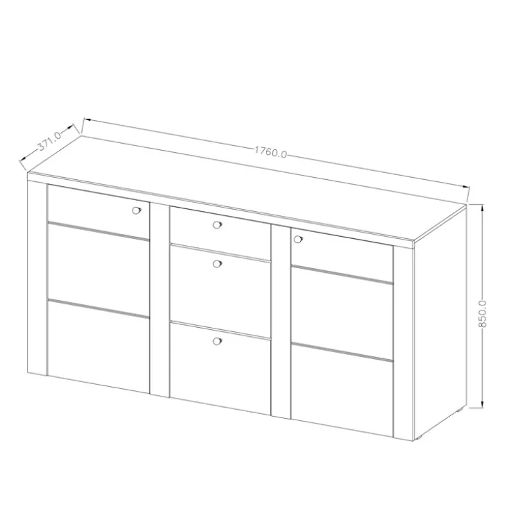 Madia 176x85h cm 2 ante moderna rovere Paloma 2
