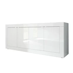 Madia 207x86h cm 4 ante moderna soggiorno bianco lucido Eternity