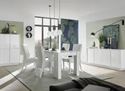 Madia 180x79h cm 4 ante moderna soggiorno bianco lucido Spirit