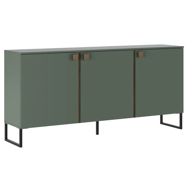 Madia 184x87h cm 3 ante moderna verde salvia scuro rovere Selvia