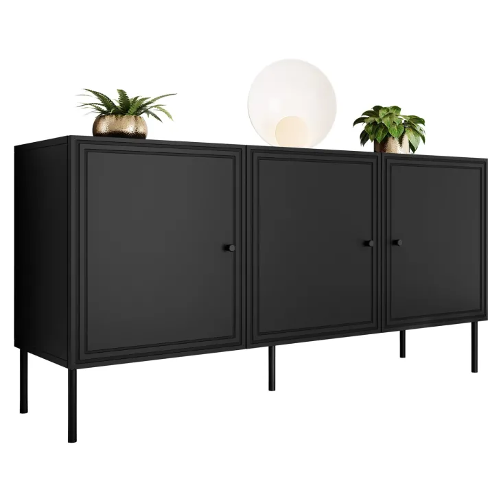 Madia 151x75h cm 3 ante nero opaco Stark