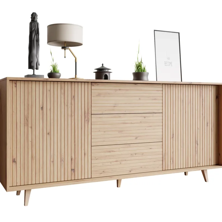 Madia 180x84h cm 2 ante rustica design cannettato rovere Branch