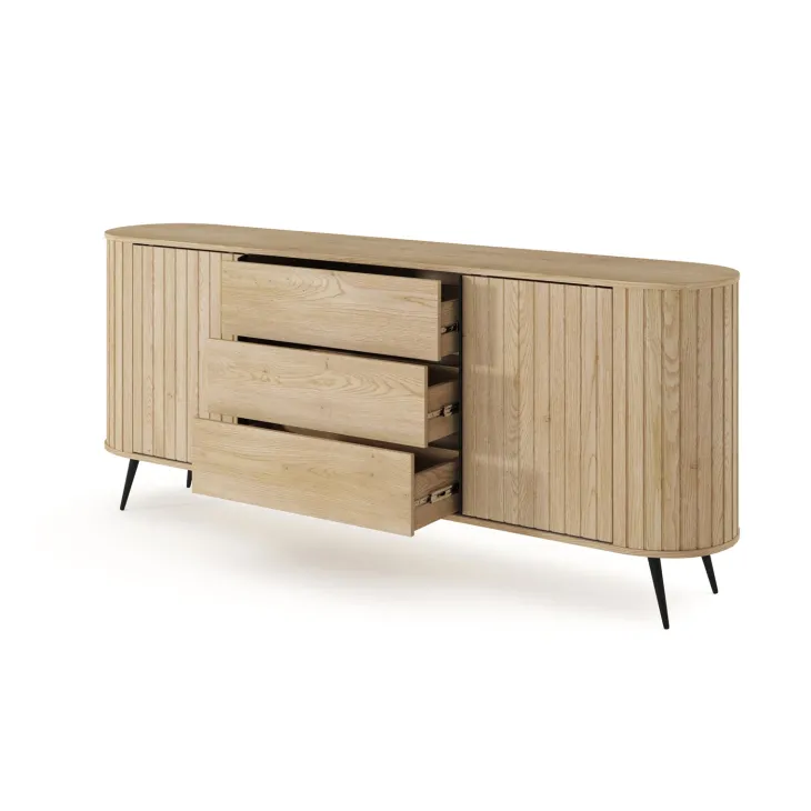 Madia 196x82h cm 2 ante scorrevoli 3 cassetti soggiorno rovere Groove