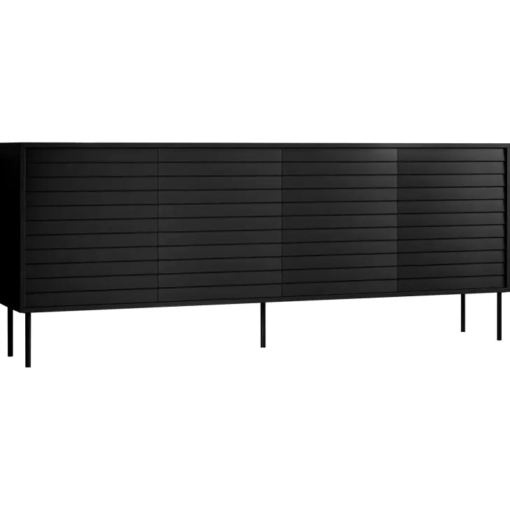 Madia 200x81h cm 4 ante soggiorno nero Wild