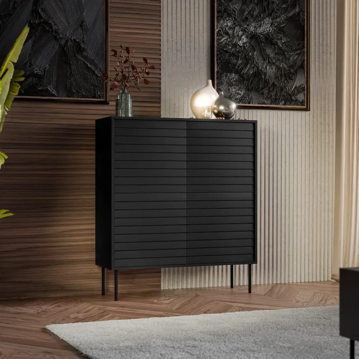 Madia 102x118h cm 4 ante soggiorno nero Wild