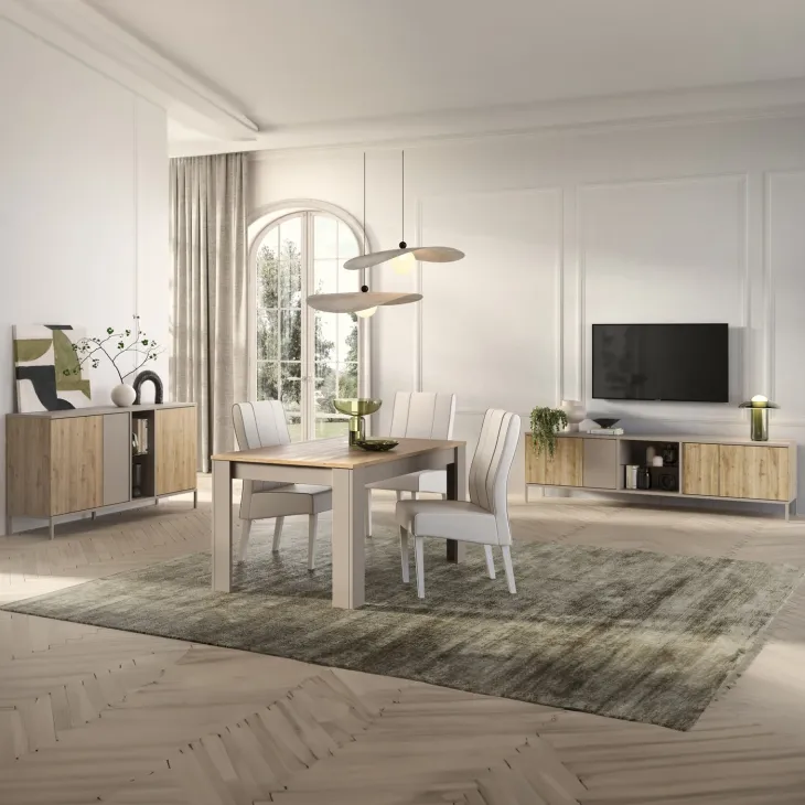 Madia 160x86h cm 3 ante 2 vani rovere chiaro beige Tony