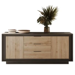 Madia 180x80h cm 3 cassetti 2 ante moderna antracite rovere chiaro Deluxe