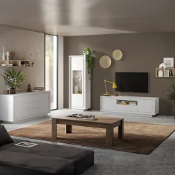 Madia 180x80h cm 3 cassetti 2 ante moderna bianco opaco Deluxe