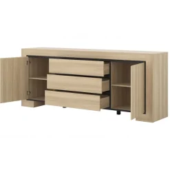 Madia 225x90h cm 3 cassetti 2 ante rovere Écarté