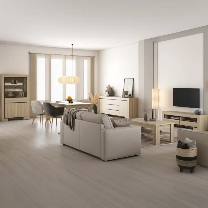 Madia 225x90h cm 3 cassetti 2 ante rovere Écarté