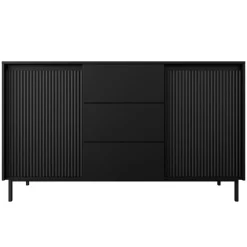Madia 153x90h cm 3 cassetti design cannettato nero Strike