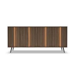 Madia 183x83h cm con led 4 ante soggiorno noce Bois
