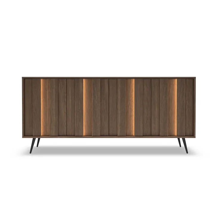 Madia 183x83h cm con led 4 ante soggiorno noce Bois