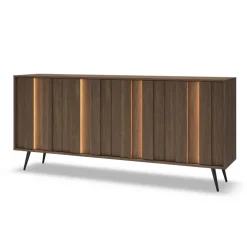 Madia 183x83h cm con led 4 ante soggiorno noce Bois