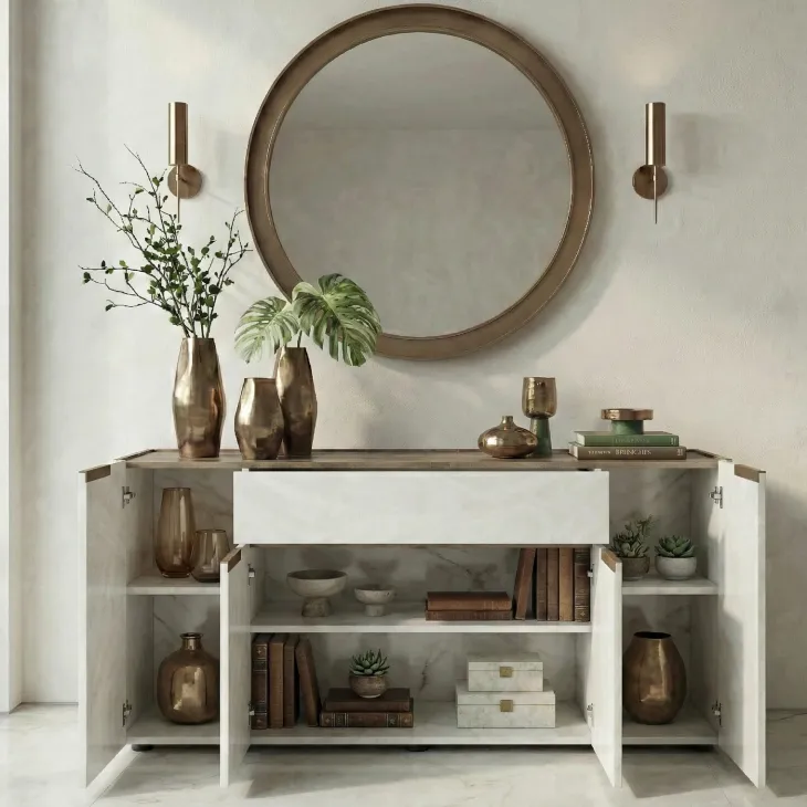 Madia 170x85h cm moderna design noce bianco spatolato Gib