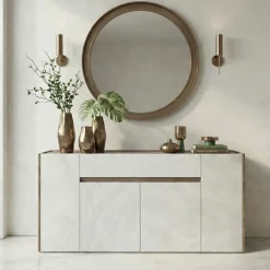 Madia 170x85h cm moderna design noce bianco spatolato Gib