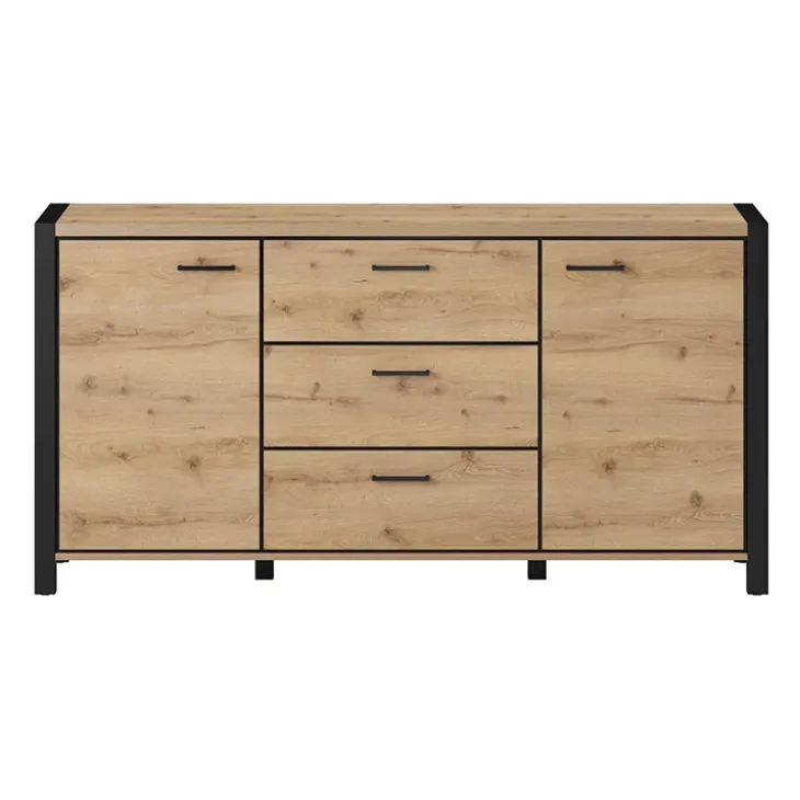 Madia 180x91h cm moderna industrial quercia nero opaco Neive