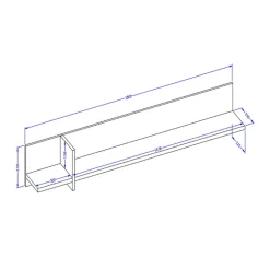 Mensola a muro 180x23h cm moderna rovere Lolla