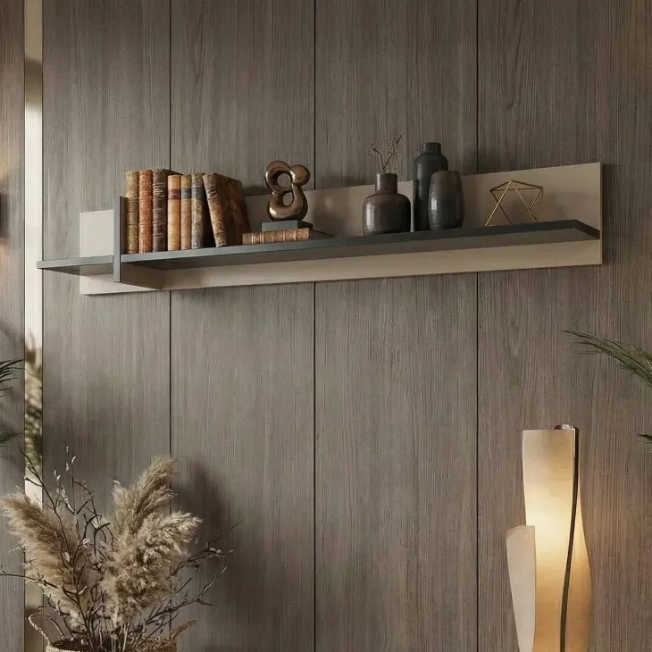 Mensola a muro 180x23h cm moderna tortora Lolla