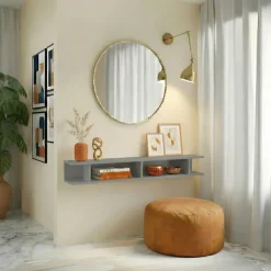 Mensola reversibile 138x19h cm con vani a vista grigio scuro Sunset