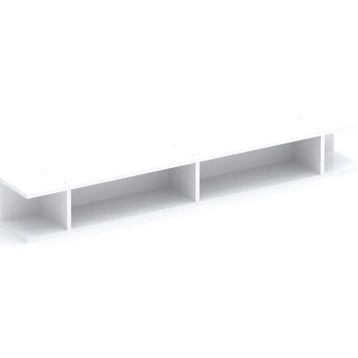 Mensola reversibile 138x19h cm con vani a vista bianco lucido Sunset