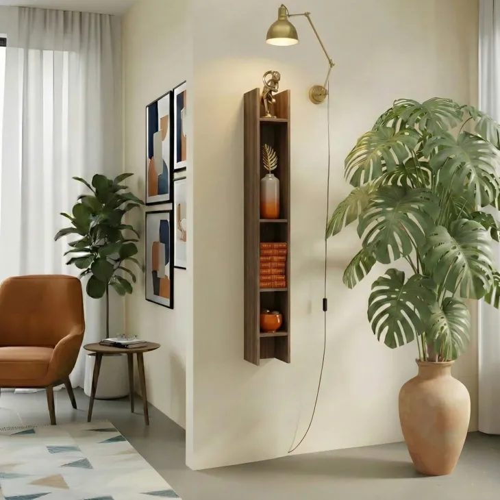 Mensola reversibile 138x19h cm con vani a vista rovere scuro Sunset