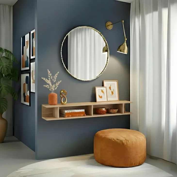 Mensola reversibile 138x19h cm con vani a vista rovere chiaro Sunset