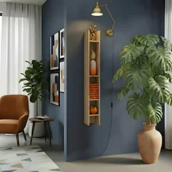 Mensola reversibile 138x19h cm con vani a vista rovere chiaro Sunset