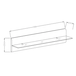 Mensola 120x22h cm da parete antracite lucido acciaio cromato Gordon