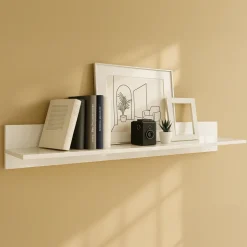 Mensola 138x17h cm da parete moderna soggiorno bianco lucido Candor