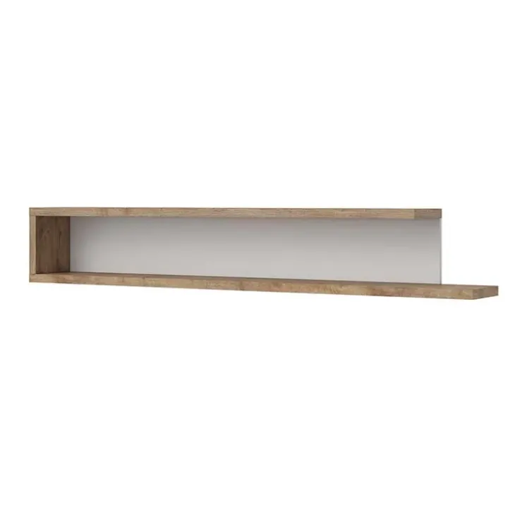 Mensola 180x28h cm da parete moderna bianco lucido rovere Aria