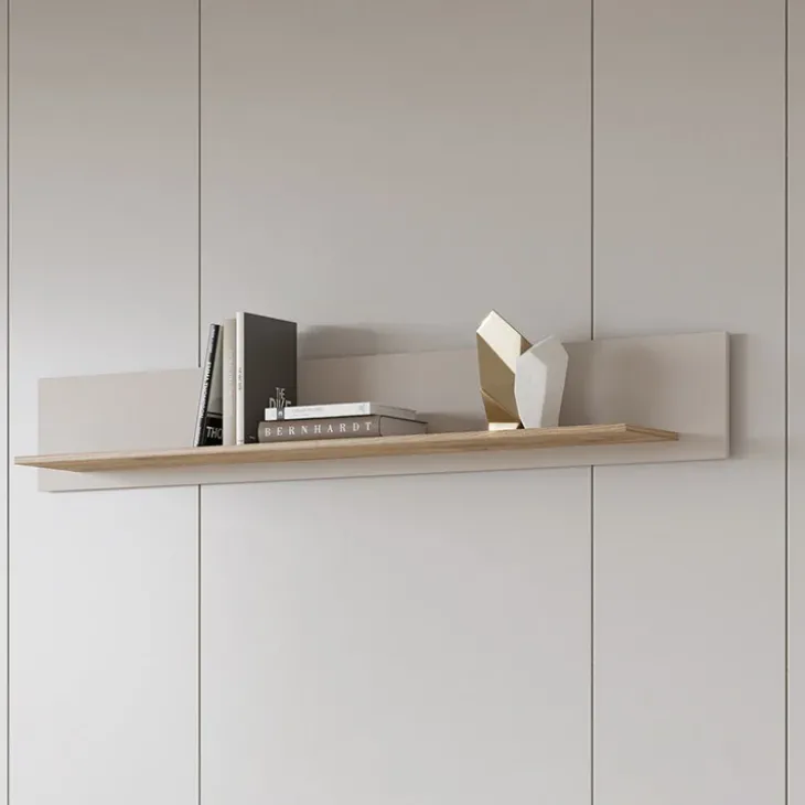 Mensola 160x24h cm da parete rovere tortora lucido Jumbo