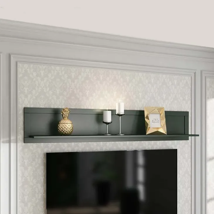 Mensola 177x32h cm da parete soggiorno verde scuro Texel