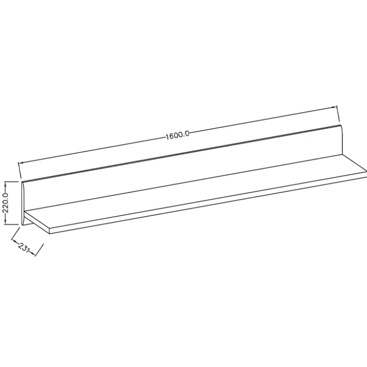 Mensola 160x22h cm moderna da parete soggiorno rovere nero Maiorca