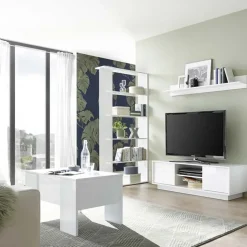 Mensola 138x17h cm moderna soggiorno bianco lucido Spirit