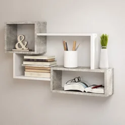 Mensola 87x54h cm pensile a muro design moderno bianco effetto marmo Shila