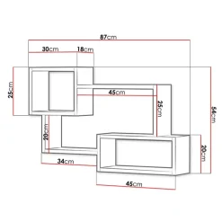 Mensola 87x54h cm pensile a muro design moderno bianco effetto marmo Shila