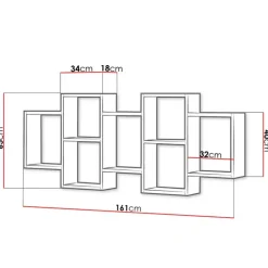 Mensola 161x65h cm pensile da parete design moderno grigio chiaro Emanuela