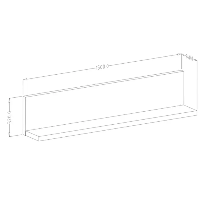 Mensola 150x32h cm per parete attrezzata nero opaco Megan Gihome®