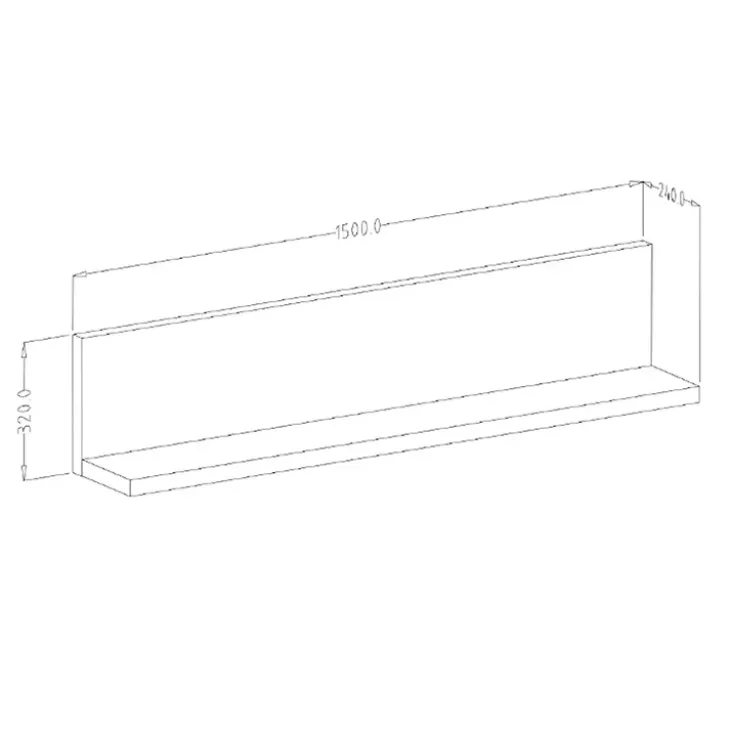 Mensola 150x32h cm per parete attrezzata bianco cemento Megan Gihome®