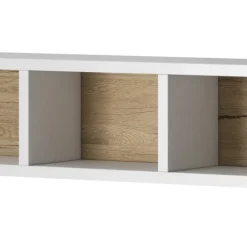 Mensola 169x21h cm 5 vani da parete bianco rovere Tahiti