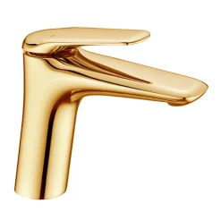 Miscelatore per lavabo bagno ottone dorato Becco