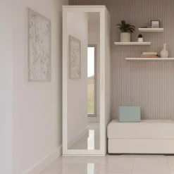 Mobile armadio multiuso ingresso 50x180h cm appendiabiti con specchio bianco Effort