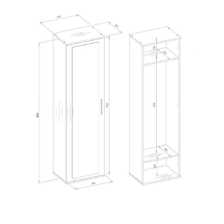 Mobile armadio multiuso ingresso 50x180h cm appendiabiti con specchio bianco Effort
